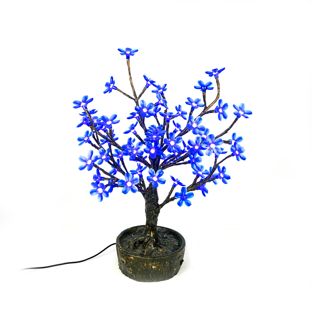 Bright Baum - 2 ft. Artificial Blue LED Cherry Blossom Bonsai